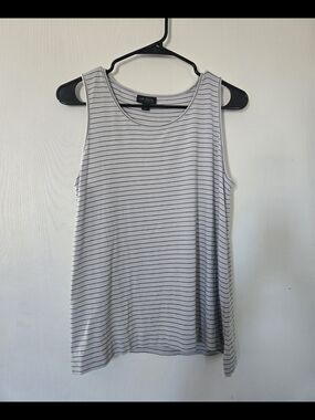 J. Jill White Tank Top with Thin Black Stripes Small Petite